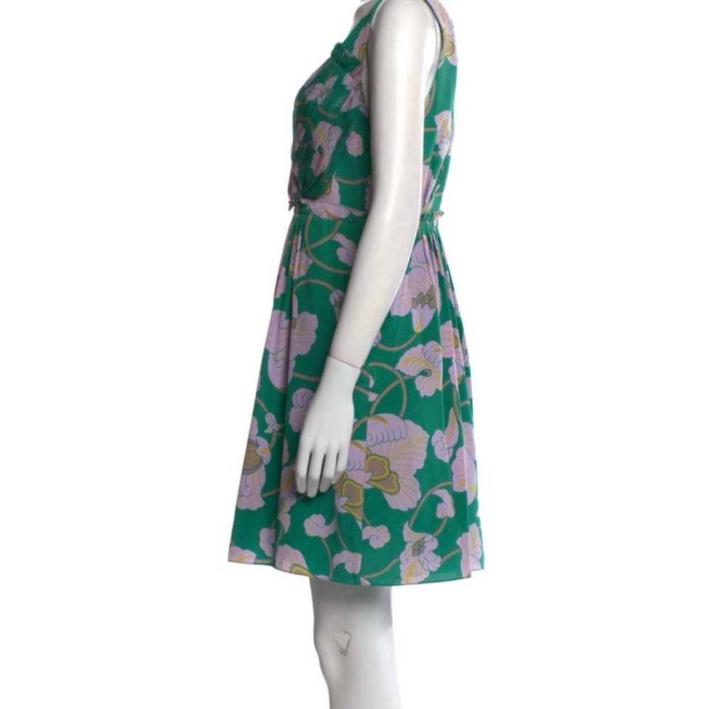 Tibi Green and Purple Floral Mini Silk Dress - Picture 2 of 3